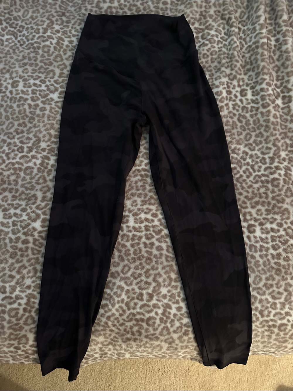 Black Camouflage Print Kids Leggings